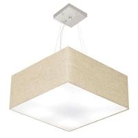 Lustre Pendente Quadrado Vivare Md-4071 Cúpula Em Tecido 30/70x70cm - Bivolt Rustico-bege 127/220v - 1
