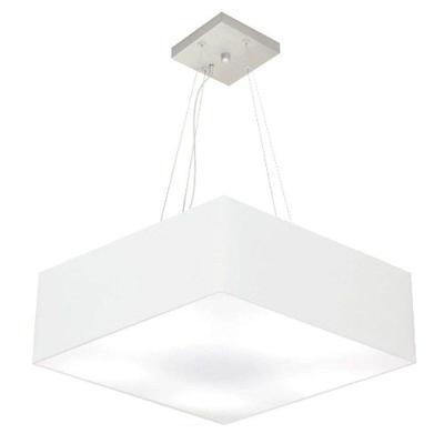 Lustre Pendente Quadrado Md-4032 Cúpula Em Tecido 15/50x50cm Branco - Bivolt