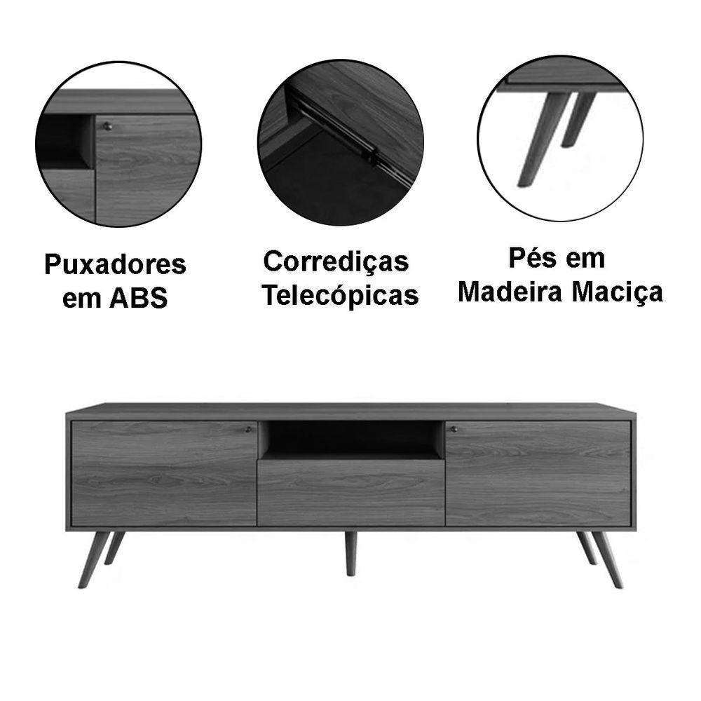 Rack Bancada Para Tv De Até 70 1 Porta 2 Gavetas Rivire 1.8 Jequitiba - 4