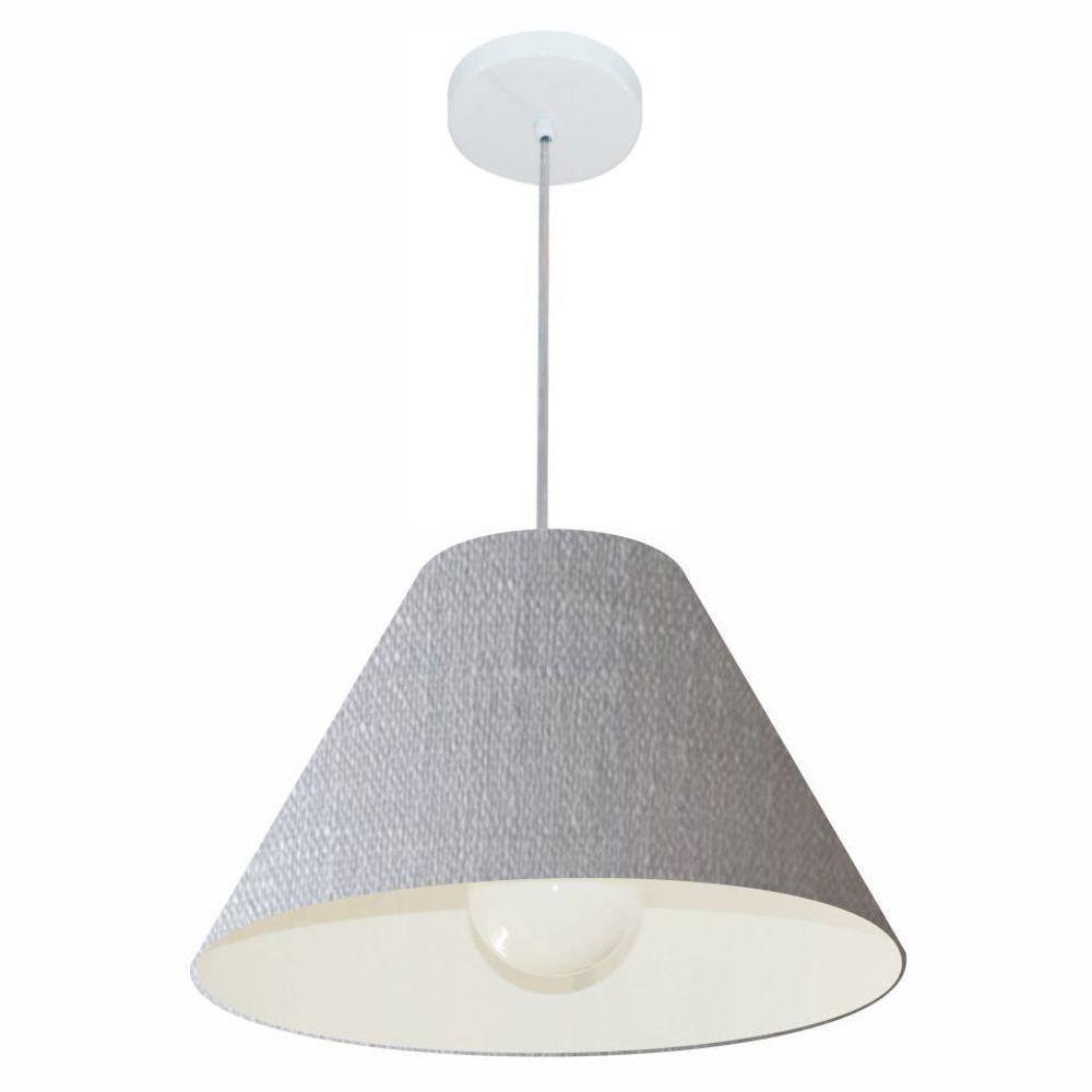 Lustre Pendente Cone Vivare Md-4078 Cúpula Em Tecido 25/40x15cm - Bivolt Rustico-cinza 127/220v - 1