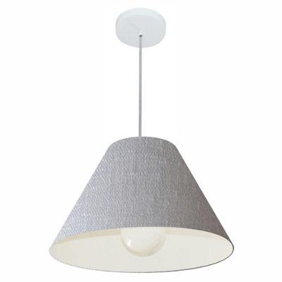 Lustre Pendente Cone Vivare Md-4078 Cúpula Em Tecido 25/40x15cm - Bivolt Rustico-cinza 127/220v