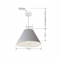 Lustre Pendente Cone Vivare Md-4078 Cúpula Em Tecido 25/40x15cm - Bivolt Rustico-cinza 127/220v - 2