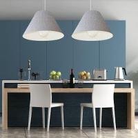 Lustre Pendente Cone Vivare Md-4078 Cúpula Em Tecido 25/40x15cm - Bivolt Rustico-cinza 127/220v - 3