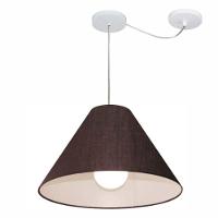Lustre Pendente Cone Com Desvio De Centro Vivare Md-4272 Cúpula Em Tecido 15x40cm - Bivolt Café 127/220v - 1