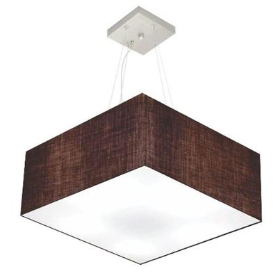 Lustre Pendente Quadrado Md-4065 Cúpula Em Tecido 30/70x70cm Café - Bivolt