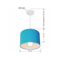 Lustre Pendente Cilíndrico Md-4054 Cúpula Em Tecido 30x21cm Azul Turquesa - Bivolt - 2