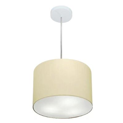 Lustre Pendente Cilíndrico Vivare Md-4210 Cúpula Em Tecido 30x25cm - Bivolt Algodão-crú 127/220v