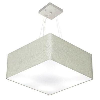 Lustre Pendente Quadrado Md-4071 Cúpula Em Tecido 30/70x70cm Rustico Cinza - Bivolt