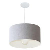 Lustre Pendente Cilíndrico Vivare Md-4202 Cúpula Em Tecido 40x25cm - Bivolt Rustico-cinza 127/220v - 1