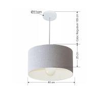Lustre Pendente Cilíndrico Vivare Md-4202 Cúpula Em Tecido 40x25cm - Bivolt Rustico-cinza 127/220v - 2
