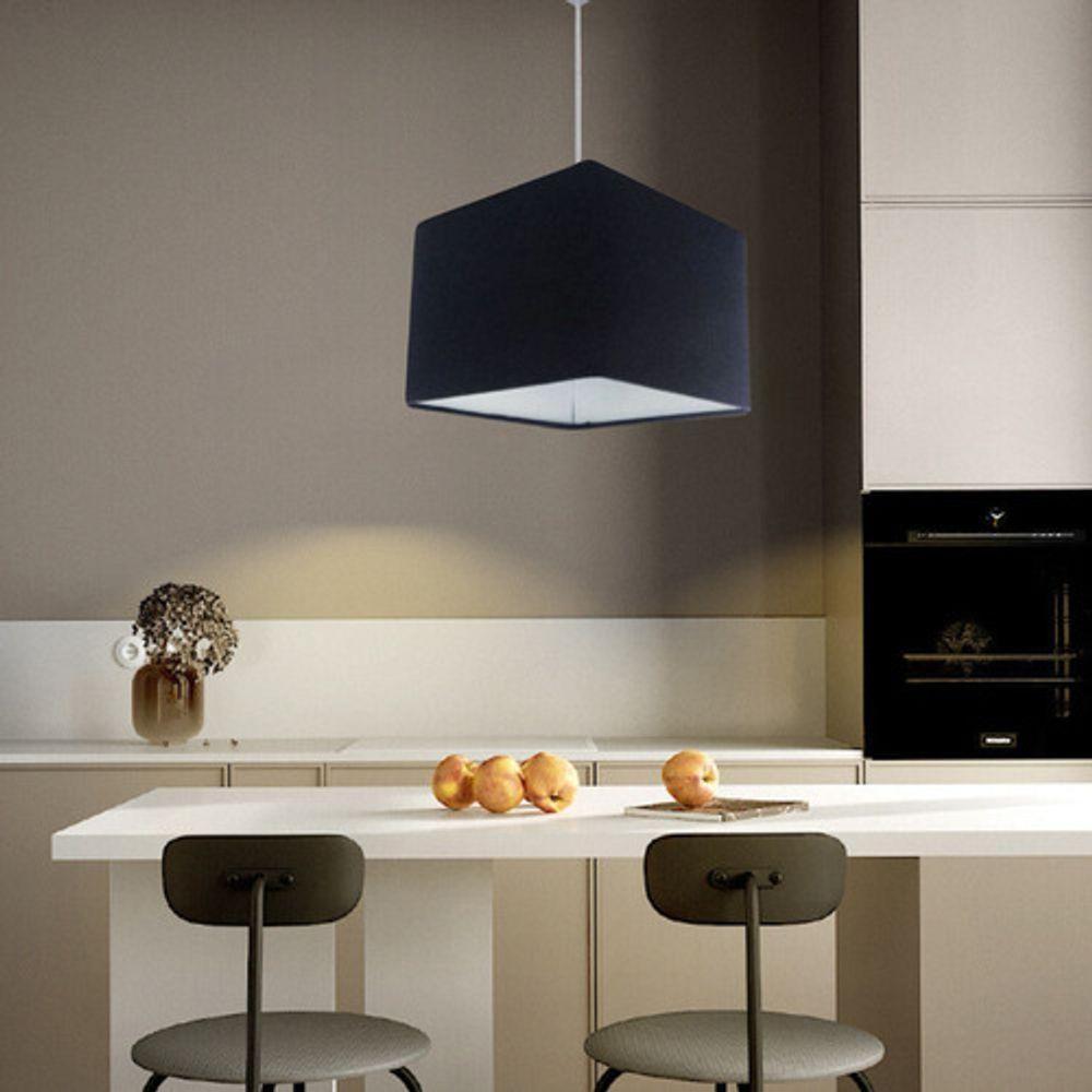 Lustre Pendente Quadrado Vivare Md-4059 Cúpula Em Tecido 21/35x35cm - Bivolt Preto 127/220v - 6