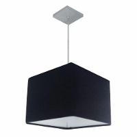 Lustre Pendente Quadrado Vivare Md-4059 Cúpula Em Tecido 21/35x35cm - Bivolt Preto 127/220v - 1