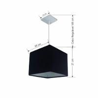 Lustre Pendente Quadrado Vivare Md-4059 Cúpula Em Tecido 21/35x35cm - Bivolt Preto 127/220v - 2