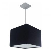 Lustre Pendente Quadrado Vivare Md-4059 Cúpula Em Tecido 21/35x35cm - Bivolt Preto 127/220v