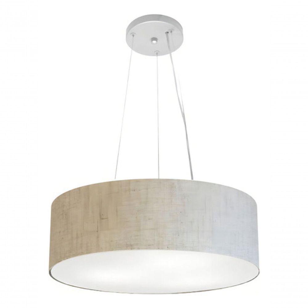 Lustre Pendente Cilíndrico Md-4184 Cúpula Em Tecido 45x15cm Rustico Bege - Bivolt - 3