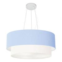 Lustre Pendente Duplo Cilíndrico Vivare Md-4073 Cúpula Tecido 80x60cm - Bivolt Azul-bebê-branco 127/220v - 3