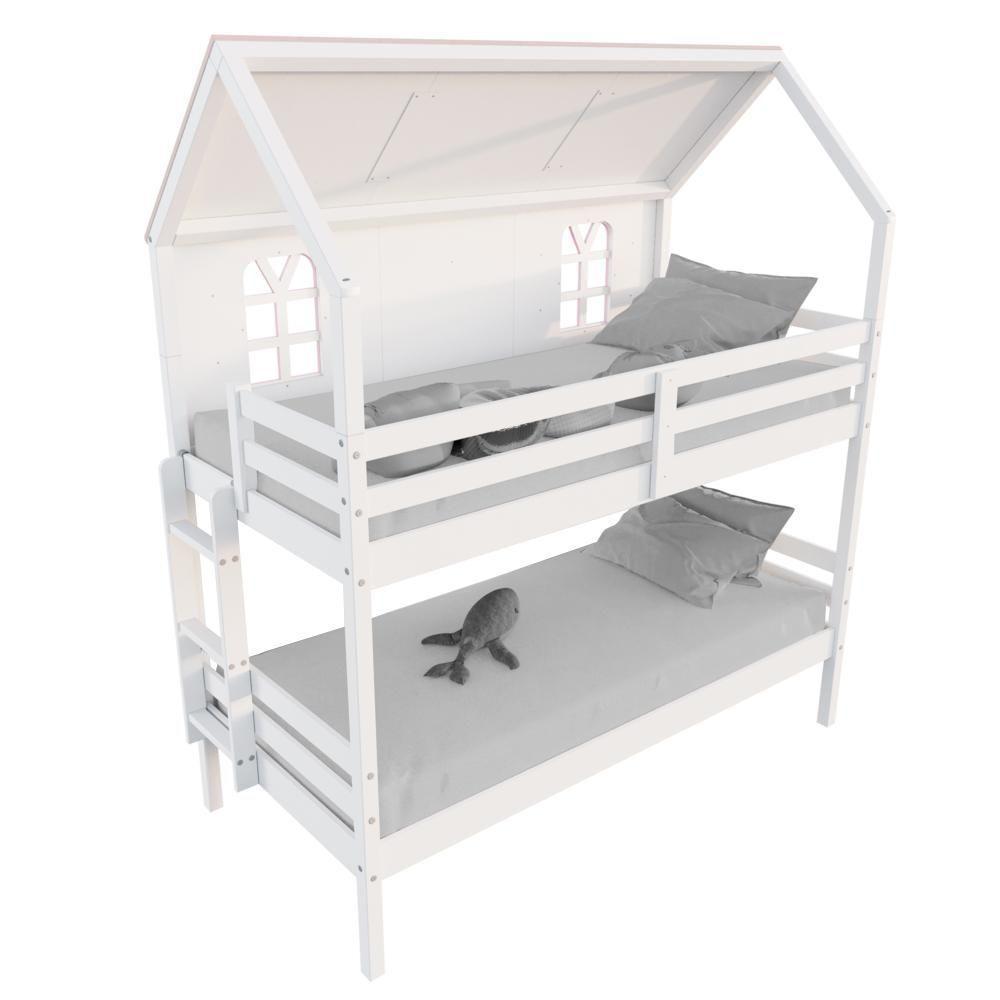 Treliche Casinha Bela Com Coração Madeira Maciça Branco/rosa/verde Housin - 5