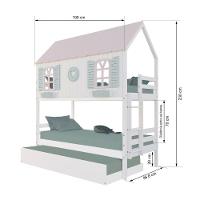 Treliche Casinha Bela Com Coração Madeira Maciça Branco/rosa/verde Housin - 3