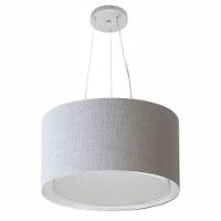 Lustre Pendente Cilíndrico Duplo Md-4123 Cúpula Em Tecido 40x25cm Rustico Cinza - Bivolt - 1