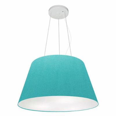 Lustre Pendente Cone Vivare Md-4141 Cúpula Em Tecido 30/50x35cm - Bivolt Azul-turquesa 127/220v