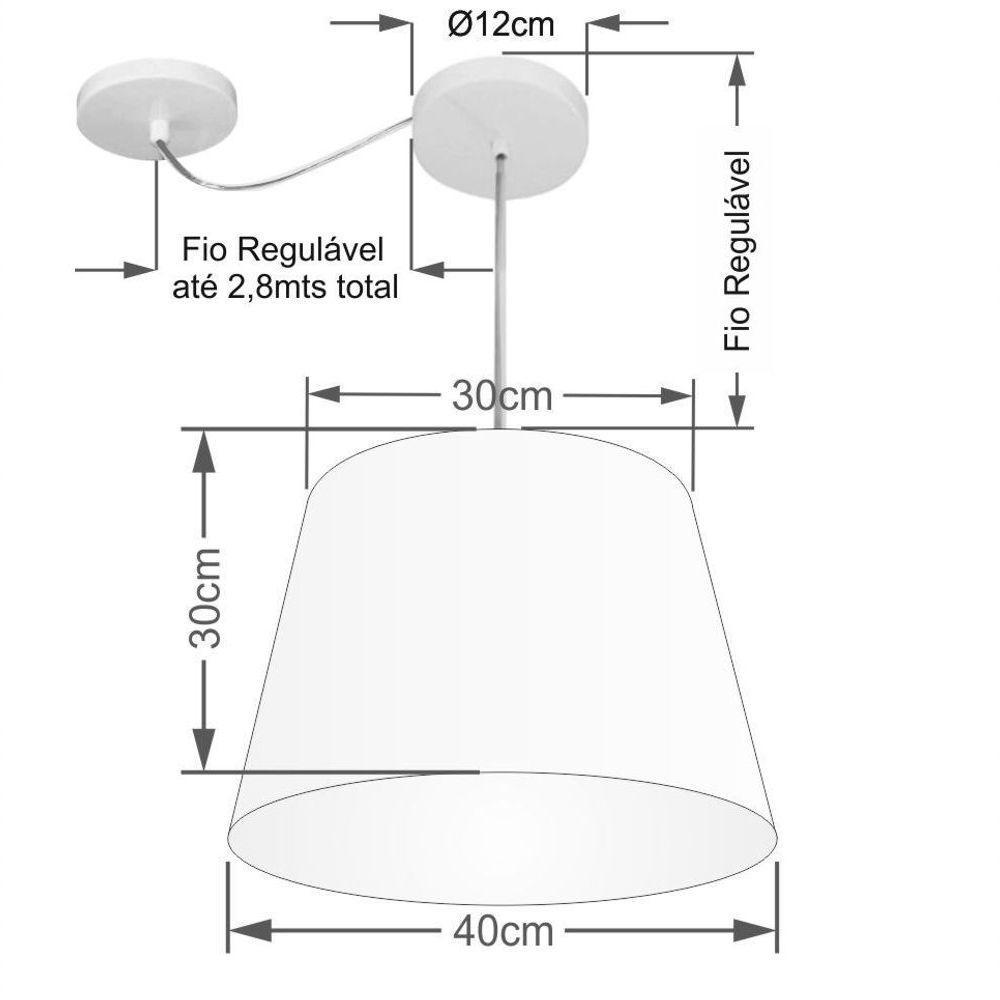 Lustre Pendente Cone Com Desvio Md-4280 Cúpula 30/30x40cm Rustico Cinza - Bivolt - 2