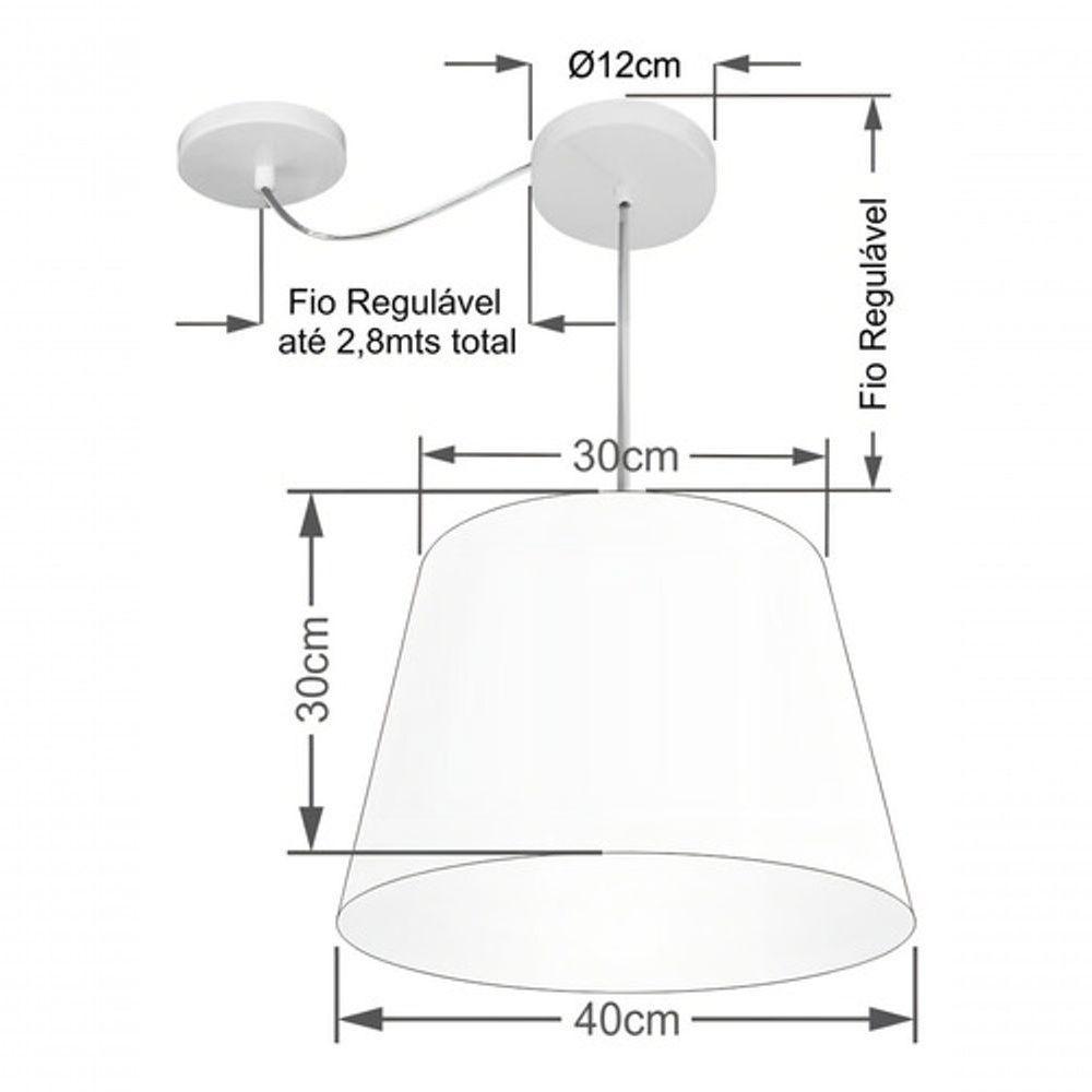 Lustre Pendente Cone Com Desvio Md-4280 Cúpula 30/30x40cm Rustico Cinza - Bivolt - 6