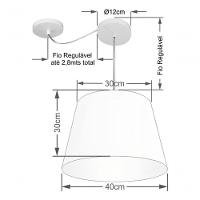 Lustre Pendente Cone Com Desvio Md-4280 Cúpula 30/30x40cm Rustico Cinza - Bivolt - 6