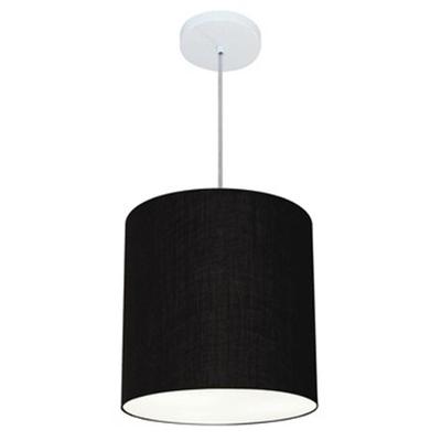 Lustre Pendente Cilíndrico Md-4036 Cúpula Em Tecido 30x31cm Preto - Bivolt