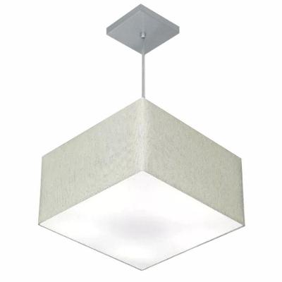 Lustre Pendente Quadrado Md-4020 Cúpula Em Tecido 21/35x35cm Rustico Cinza - Bivolt