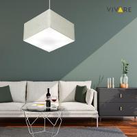 Lustre Pendente Quadrado Md-4020 Cúpula Em Tecido 21/35x35cm Rustico Cinza - Bivolt - 3