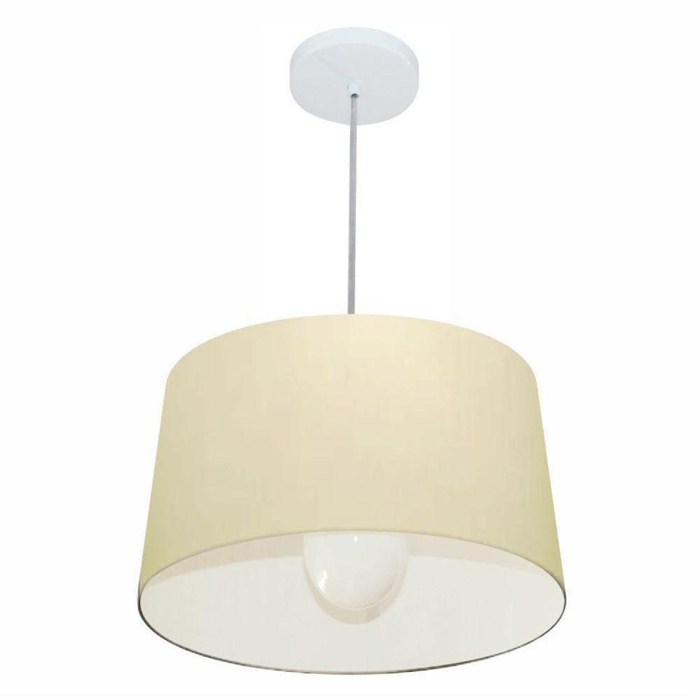 Lustre Pendente Cone Md-4241 Cúpula Em Tecido 30/45x40cm Algodão Crú - Bivolt - 1