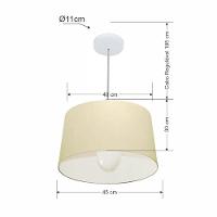 Lustre Pendente Cone Md-4241 Cúpula Em Tecido 30/45x40cm Algodão Crú - Bivolt - 2