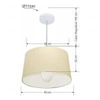 Lustre Pendente Cone Md-4241 Cúpula Em Tecido 30/45x40cm Algodão Crú - Bivolt - 5