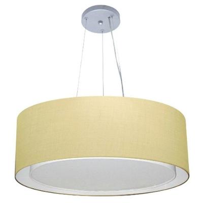 Lustre Pendente Cilíndrico Duplo Vivare Md-4126 Cúpula Em Tecido 80x30cm - Bivolt Algodão-crú 127/220v