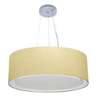 Lustre Pendente Cilíndrico Duplo Vivare Md-4126 Cúpula Em Tecido 80x30cm - Bivolt Algodão-crú 127/220v - 3
