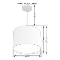 Lustre Pendente Cilíndrico Duplo Vivare Md-4292 Cúpula Em Tecido 40x30cm - Bivolt Algodão-crú 127/220v - 4