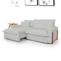 Sofá Retrátil Reclinável Zeus Com Molas Ensacadas No Assento Tecido Linho Cinza Claro 2,50m - 1