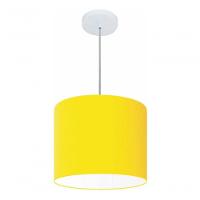 Lustre Pendente Cilíndrico Vivare Md-4143 Cúpula Em Tecido 35x25cm - Bivolt Amarelo 127/220v - 3