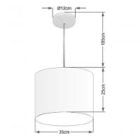 Lustre Pendente Cilíndrico Vivare Md-4143 Cúpula Em Tecido 35x25cm - Bivolt Amarelo 127/220v - 4