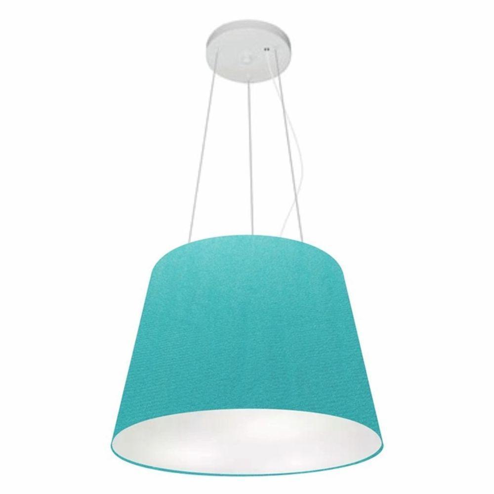 Lustre Pendente Cone Md-4152 Cúpula Em Tecido 30/40x30cm Azul Turquesa - Bivolt - 1
