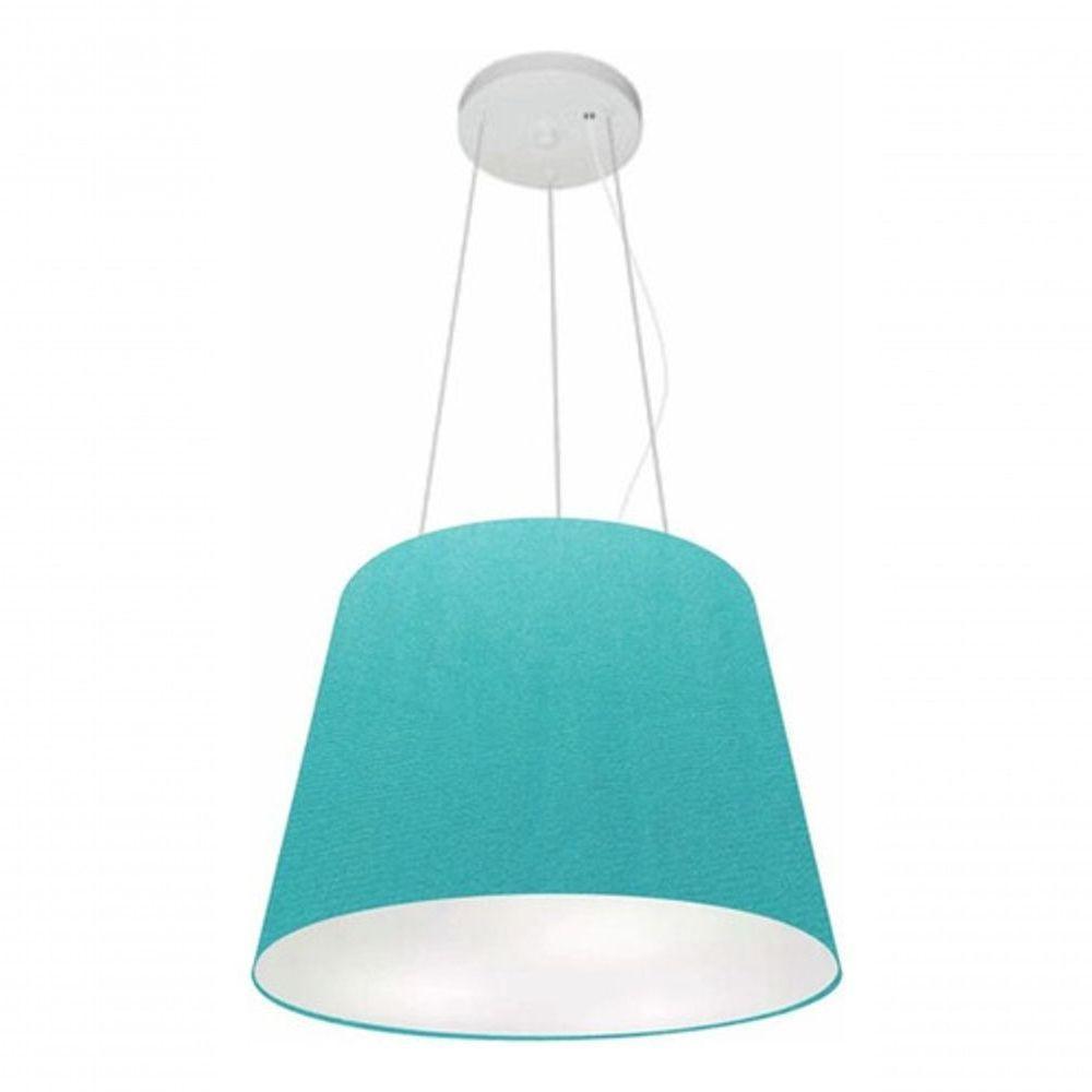 Lustre Pendente Cone Md-4152 Cúpula Em Tecido 30/40x30cm Azul Turquesa - Bivolt - 3