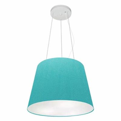 Lustre Pendente Cone Md-4152 Cúpula Em Tecido 30/40x30cm Azul Turquesa - Bivolt