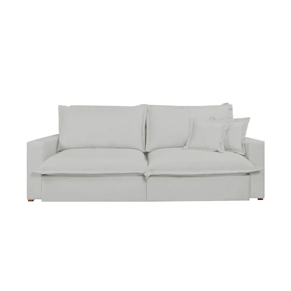 Sofá Retrátil Reclinável Zeus Com Molas Ensacadas No Assento Tecido Linho Cinza Claro 2,30m - 4