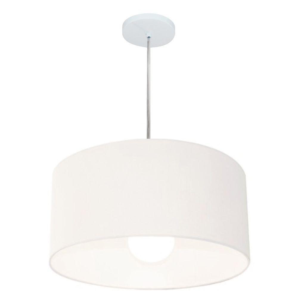 Lustre Pendente Cilíndrico Vivare Md-4204 Cúpula Em Tecido 45x25cm - Bivolt Branco 127/220v - 1