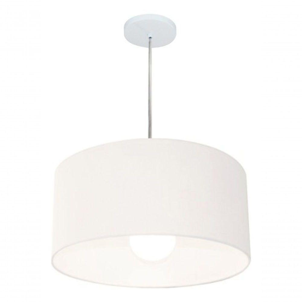 Lustre Pendente Cilíndrico Vivare Md-4204 Cúpula Em Tecido 45x25cm - Bivolt Branco 127/220v - 3