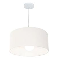 Lustre Pendente Cilíndrico Vivare Md-4204 Cúpula Em Tecido 45x25cm - Bivolt Branco 127/220v - 1