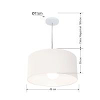 Lustre Pendente Cilíndrico Vivare Md-4204 Cúpula Em Tecido 45x25cm - Bivolt Branco 127/220v - 2