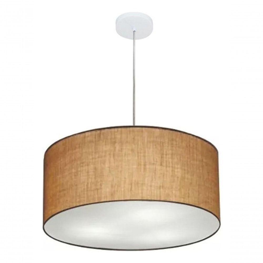 Lustre Pendente Cilíndrico Md-4049 Cúpula Em Tecido 50x21cm Palha - Bivolt - 6