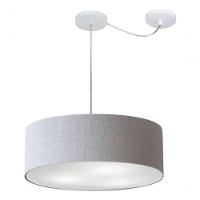 Lustre Pendente Cilíndrico Com Desvio De Centro Vivare Md-4222 Cúpula Em Tecido 45x15cm - Bivolt Rustico-cinza 127/220v - 3