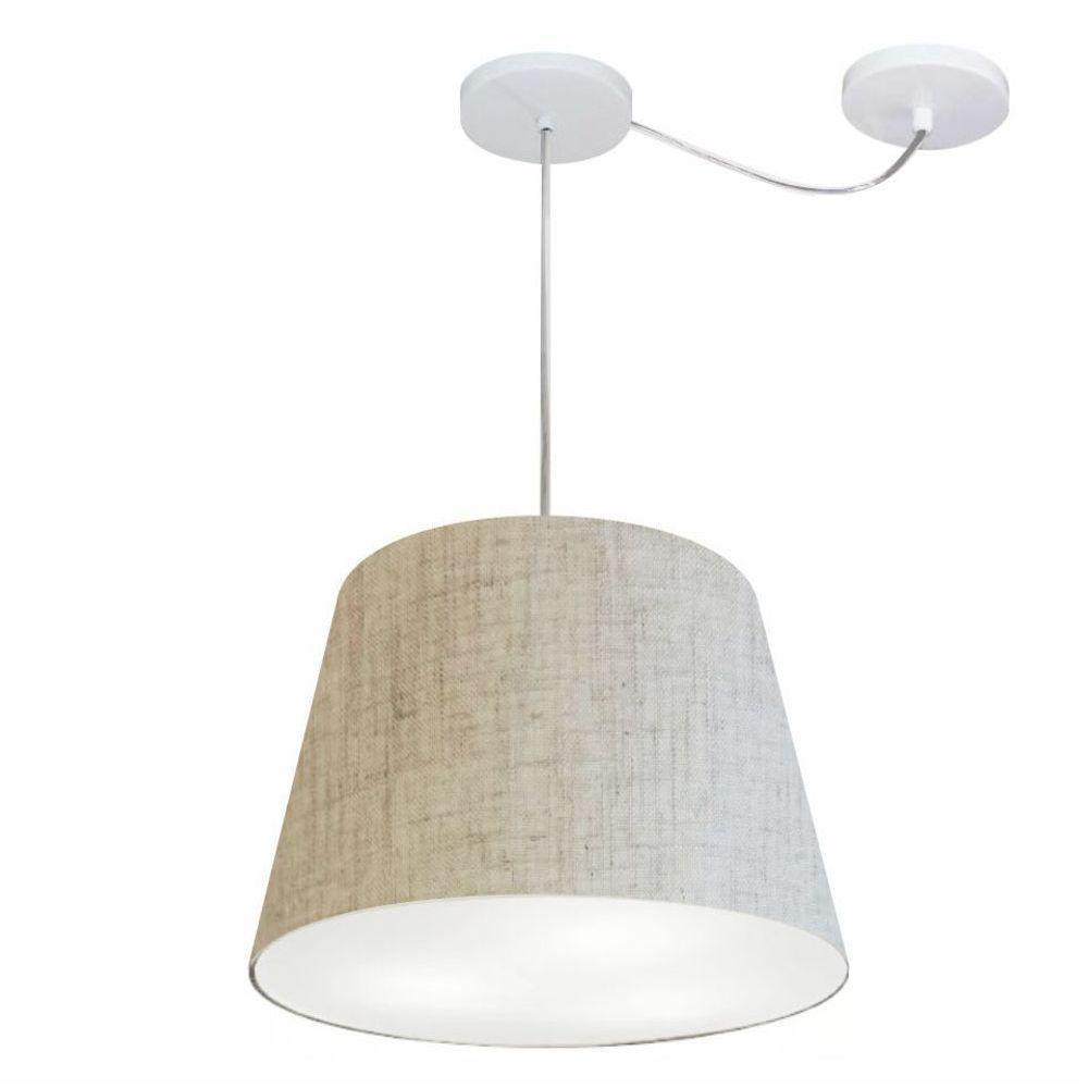 Lustre Pendente Cone Com Desvio De Centro Vivare Md-4280 Cúpula Em Tecido 30x40cm - Bivolt Rustico-bege 127/220v - 1